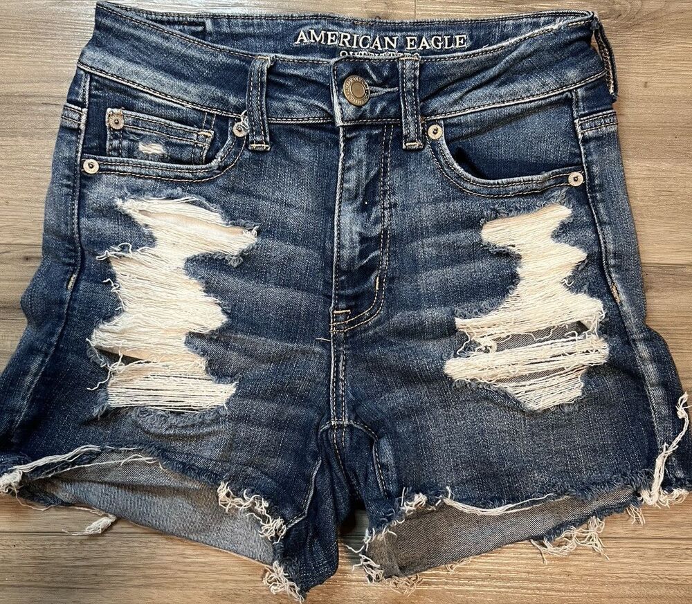 American Eagle Outfitters Distressed Cut Off Denim Shorts Blue Women's Size 2